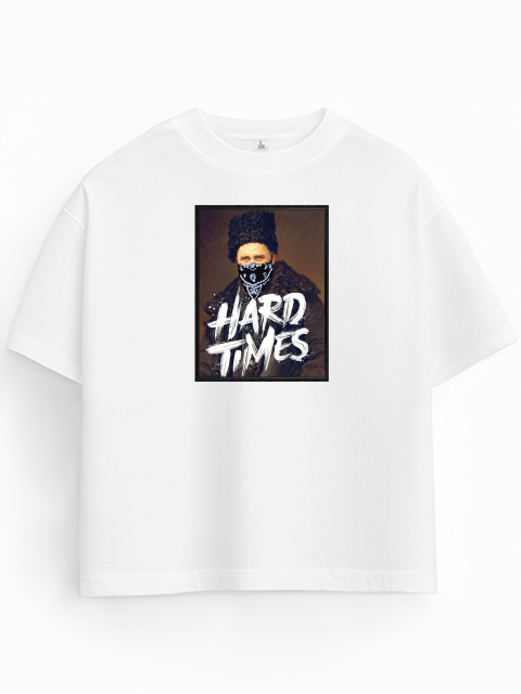 Оверсайз Футболка "Hard times" Біла 